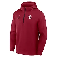 Men's Jordan Brand Crimson Oklahoma Sooners Coaches Premium Dri-FIT Quarter-Zip Hoodie