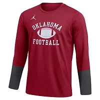 T-shirt à manches longues de performance football Jordan Brand Crimson Oklahoma Sooners pour homme