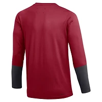 T-shirt à manches longues de performance football Jordan Brand Crimson Oklahoma Sooners pour homme