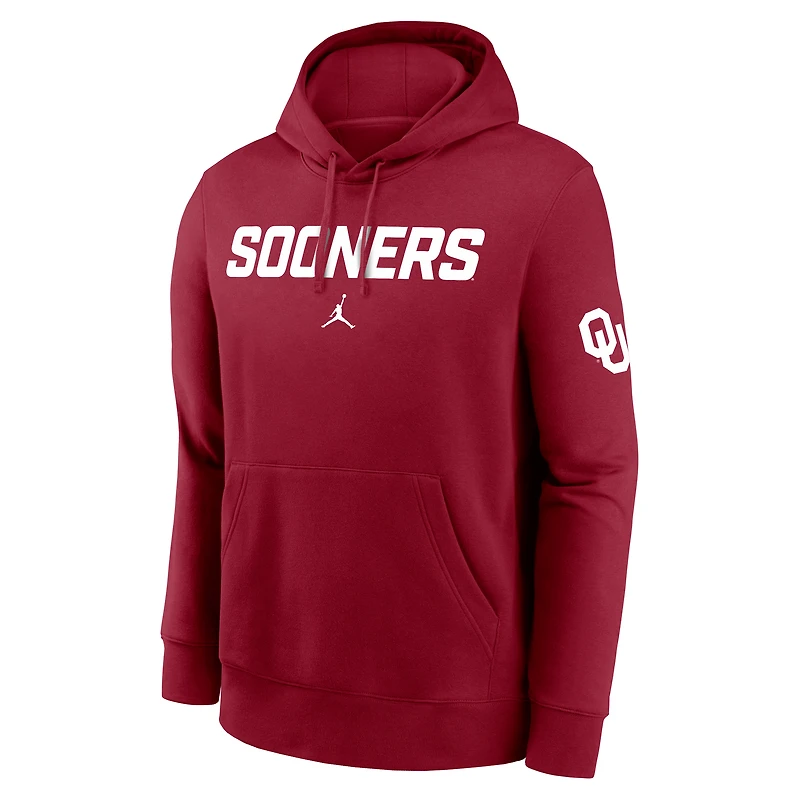 Men's Jordan Brand Crimson Oklahoma Sooners Nickname Club Fleece Pullover Hoodie