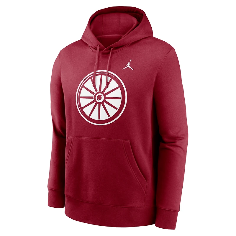 Men's Jordan Brand Crimson Oklahoma Sooners Primetime Alternate Logo Club Fleece Pullover Hoodie