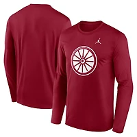 Men's Jordan Brand Crimson Oklahoma Sooners Primetime Alternate Logo Legend Performance Long Sleeve T-Shirt