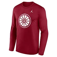 Men's Jordan Brand Crimson Oklahoma Sooners Primetime Alternate Logo Legend Performance Long Sleeve T-Shirt