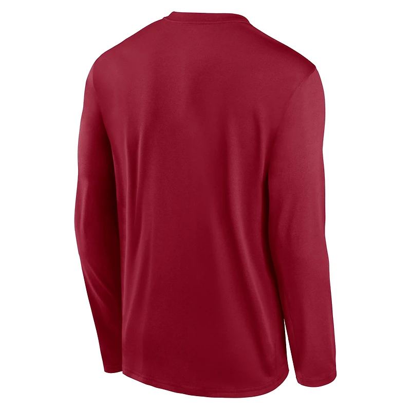 Men's Jordan Brand Crimson Oklahoma Sooners Primetime Alternate Logo Legend Performance Long Sleeve T-Shirt