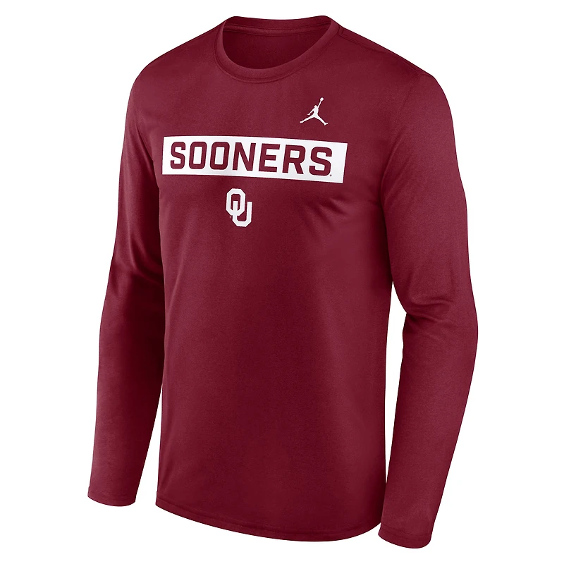 Men's Jordan Brand Crimson Oklahoma Sooners Primetime Campus 2-Hit Legend Dri-FIT Long Sleeve T-Shirt