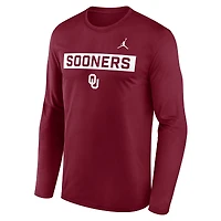 Men's Jordan Brand Crimson Oklahoma Sooners Primetime Campus 2-Hit Legend Dri-FIT Long Sleeve T-Shirt