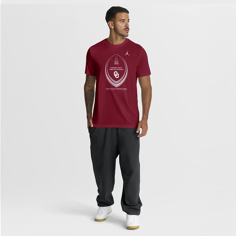 T-shirt Jordan Brand Crimson Oklahoma Sooners Primetime Legend Football Icon Dri-FIT pour homme