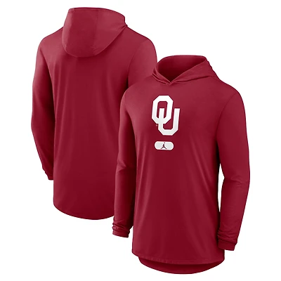 T-shirt à capuche et manches longues Jordan Brand Crimson Oklahoma Sooners Primetime Tri-Blend Dri-FIT pour homme