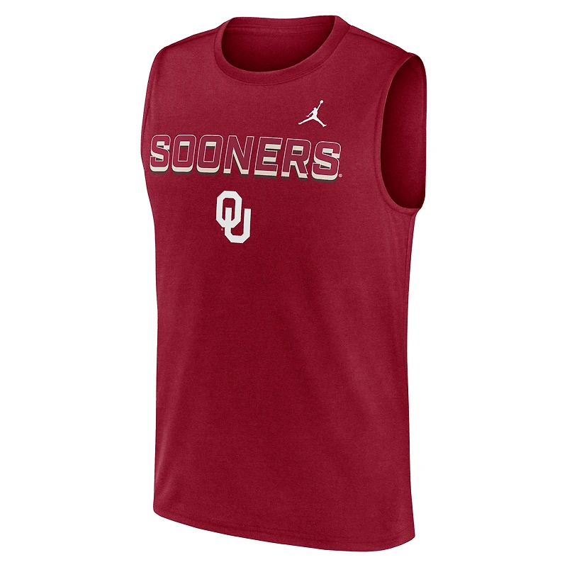 Débardeur Jordan Brand Crimson Oklahoma Sooners Primetime Tricode Legend Dri-FIT pour homme