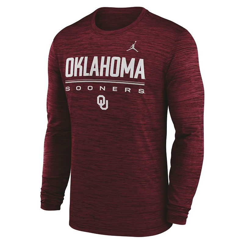 Men's Jordan Brand Crimson Oklahoma Sooners Sideline Velocity Dri-FIT Long Sleeve T-Shirt