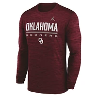 Men's Jordan Brand Crimson Oklahoma Sooners Sideline Velocity Dri-FIT Long Sleeve T-Shirt