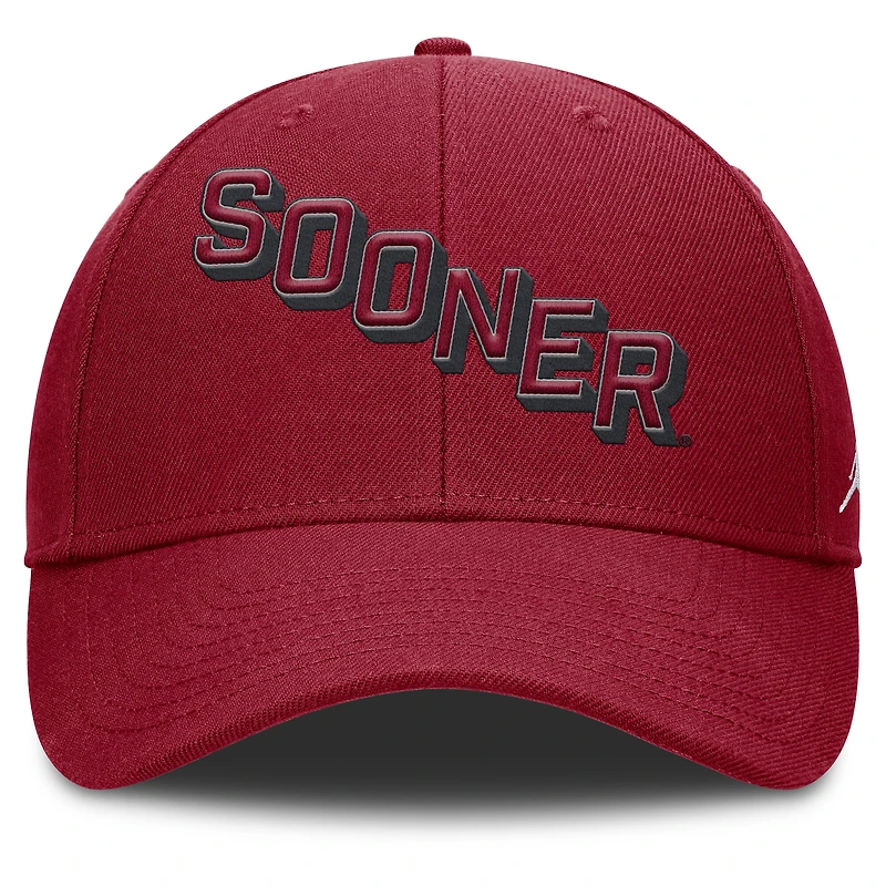 Men's Jordan Brand Crimson Oklahoma Sooners Slanted Primetime Rise Performance Adjustable Hat