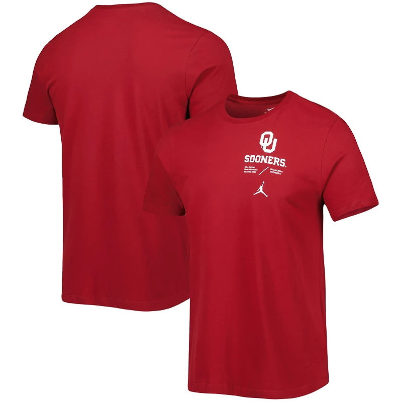 T-shirt Jordan Brand Crimson Oklahoma Sooners Team Practice Performance pour hommes