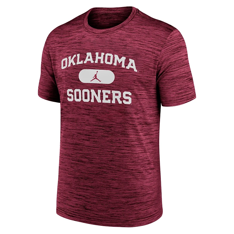 T-shirt Jordan Brand Crimson Oklahoma Sooners Velocity Mascot Dri-FIT pour homme