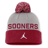 Bonnet en tricot à revers et pompon Primetime Peak des Oklahoma Sooners de Jordan Brand pour homme, gris/cramoisi