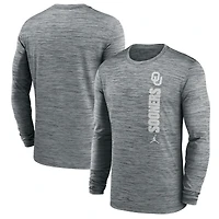T-shirt Jordan Brand gris à manches longues pour homme, Oklahoma Sooners 2024 Sideline Velocity Performance