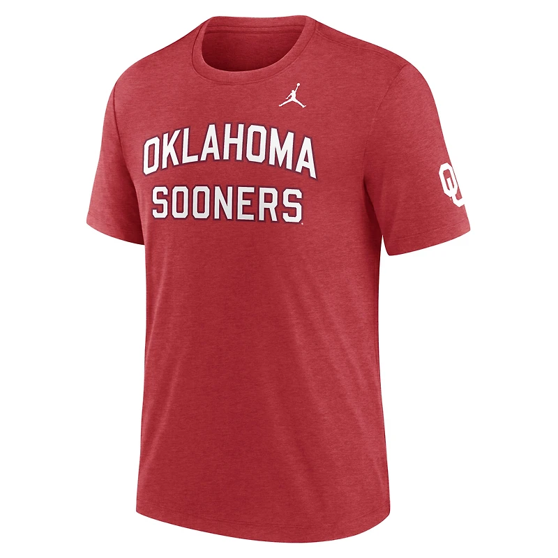 Men's Jordan Brand Heather Crimson Oklahoma Sooners Campus Collegiate Block Tri-Blend T-Shirt
