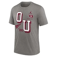 T-shirt à trois mélanges Jordan Brand pour hommes, gris chiné, Oklahoma Sooners Blitz Roll Call