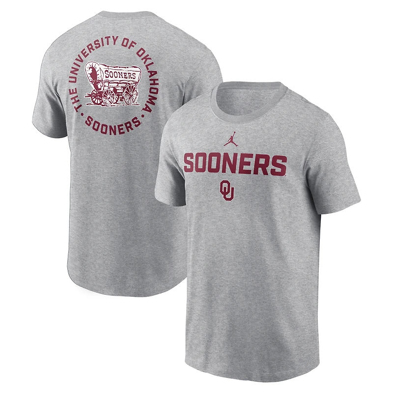 T-shirt Jordan Brand Heather Grey Oklahoma Sooners Campus 2-Hit pour homme