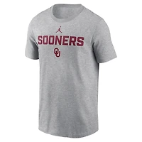 T-shirt Jordan Brand Heather Grey Oklahoma Sooners Campus 2-Hit pour homme