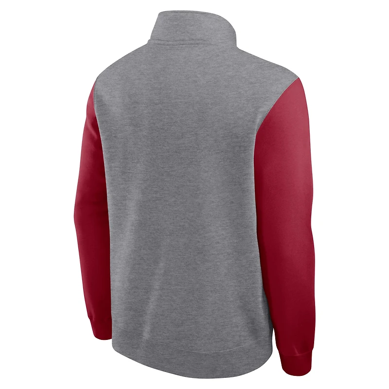 Men's Jordan Brand Heather Gray Oklahoma Sooners Club Fleece Half-Zip Pullover