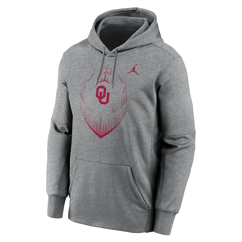 Sweat à capuche Jordan Brand Heather Grey Oklahoma Sooners Icon Football Performance pour homme