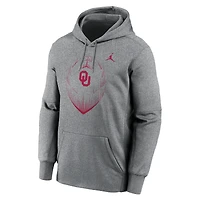 Sweat à capuche Jordan Brand Heather Grey Oklahoma Sooners Icon Football Performance pour homme