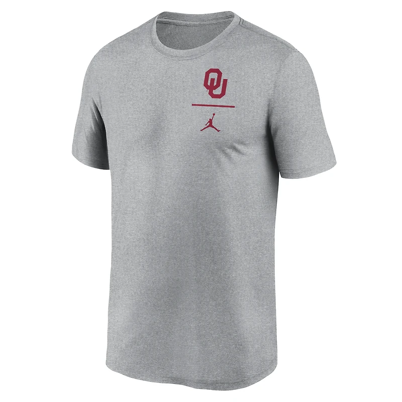 Men's Jordan Brand Heather Gray Oklahoma Sooners Primary Logo Legend Performance T-Shirt