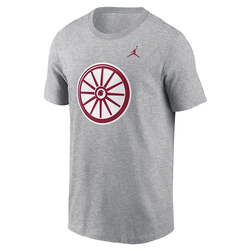 T-shirt à logo alternatif Jordan Brand pour hommes, gris chiné, Oklahoma Sooners Primetime