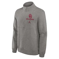 Men's Jordan Brand Heather Gray Oklahoma Sooners Primetime Club Half-Zip Pullover