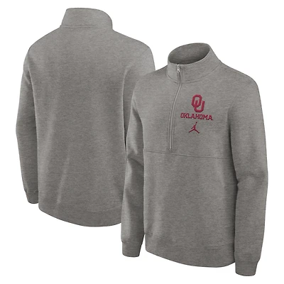 Pull demi-zippé Primetime Club des Oklahoma Sooners de Jordan Brand pour homme, gris chiné