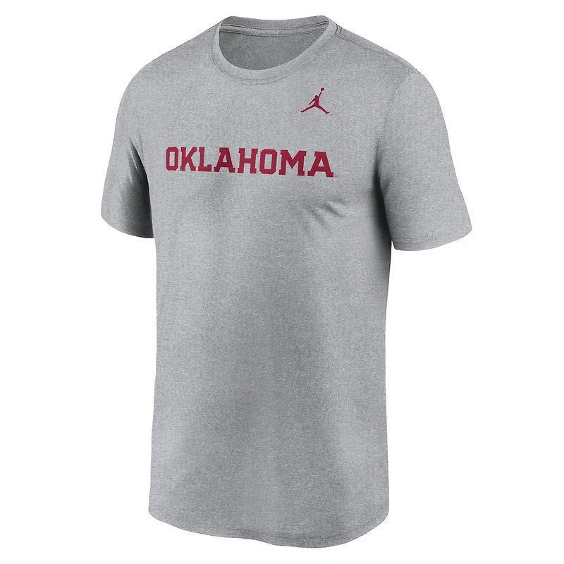 Men's Jordan Brand Heather Gray Oklahoma Sooners Primetime Legend Wordmark T-Shirt