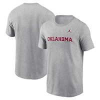 T-shirt Jordan Brand pour hommes, gris chiné, Oklahoma Sooners Primetime Wordmark
