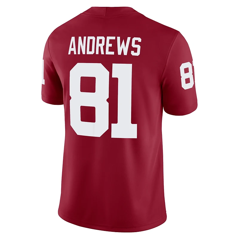 Men's Jordan Brand Mark Andrews Crimson Oklahoma Sooners Alumni Player Game Jersey