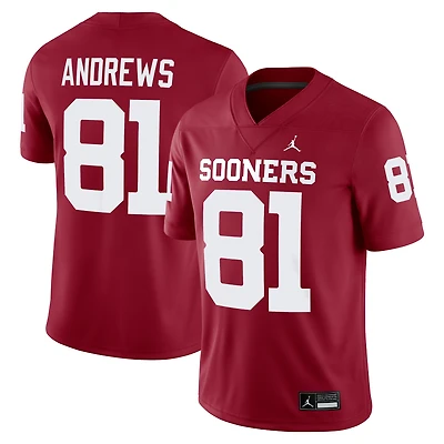 Maillot de jeu Jordan Brand Mark Andrews Crimson Oklahoma Sooners Alumni Player pour homme