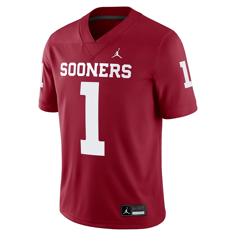 Men's Jordan Brand #1 Crimson Oklahoma Sooners Game Jersey