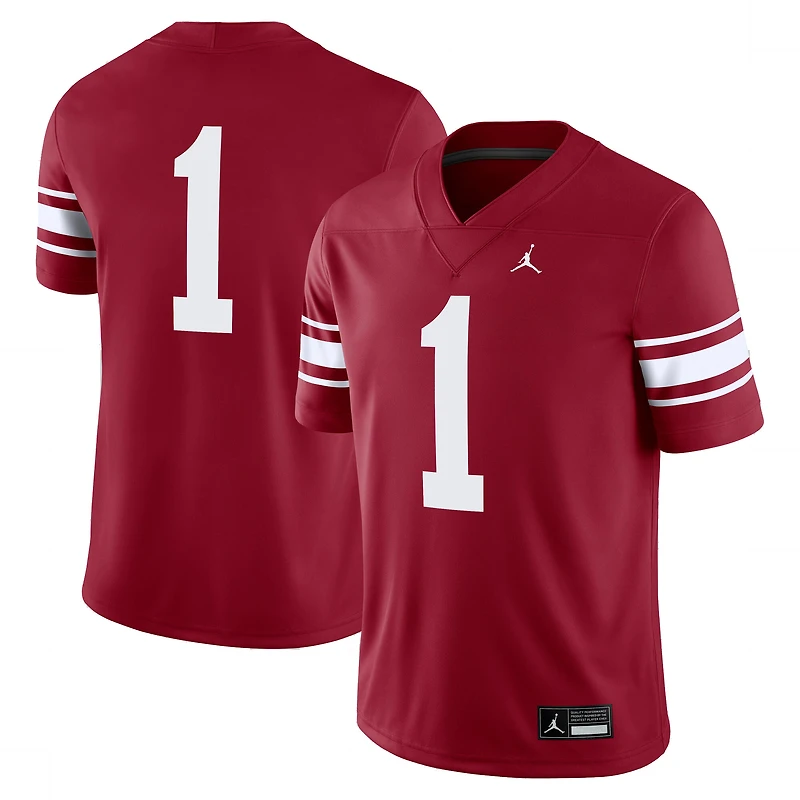 Maillot de jeu alternatif rétro Jordan Brand #1 Crimson Oklahoma Sooners pour homme