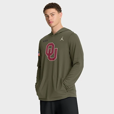 T-shirt à capuche manches longues Jordan Brand Olive Oklahoma Sooners 2025 Military Appreciation Dri-FIT pour homme