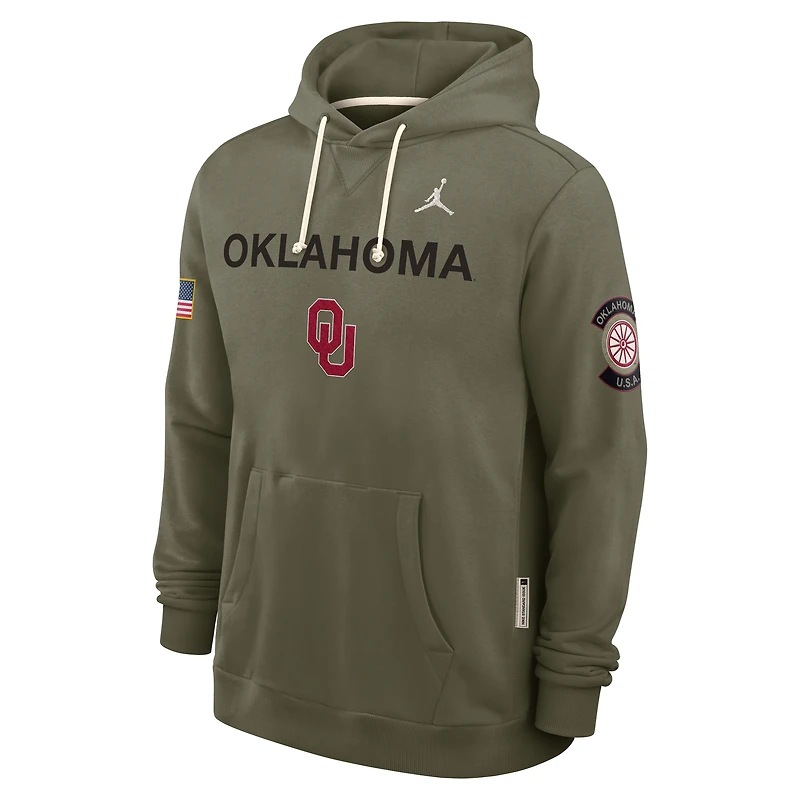 Men's Jordan Brand Olive Oklahoma Sooners 2025 Military Appreciation Standard Issue Dri-FIT Hoodie
