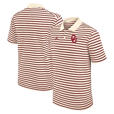 Men's Jordan Brand Tan/Crimson Oklahoma Sooners Primary Logo Striped Dri-FIT Polo