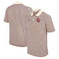 Men's Jordan Brand Tan/Crimson Oklahoma Sooners Primary Logo Striped Dri-FIT Polo