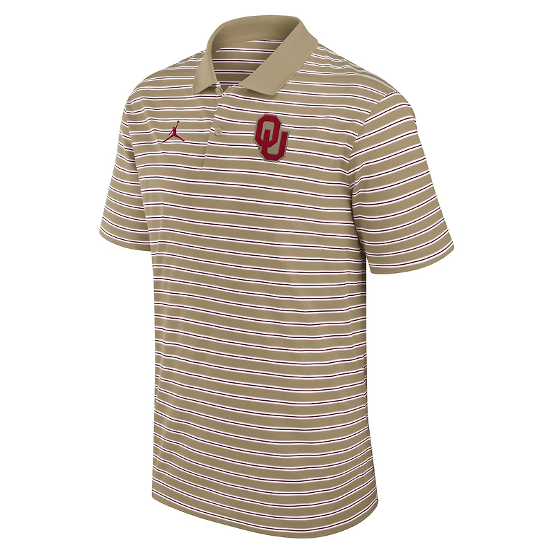 Men's Jordan Brand Tan/White Oklahoma Sooners Primetime Victory Striped Dri-FIT Polo
