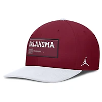 Men's Jordan Brand White/Crimson Oklahoma Sooners 2025 On-Field Patch Pro Dri-FIT Snapback Hat
