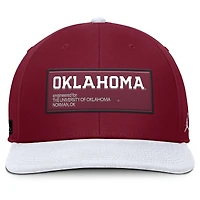 Men's Jordan Brand White/Crimson Oklahoma Sooners 2025 On-Field Patch Pro Dri-FIT Snapback Hat