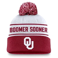 Men's Jordan Brand White/Crimson Oklahoma Sooners Local Peak Cuffed Knit Hat with Pom