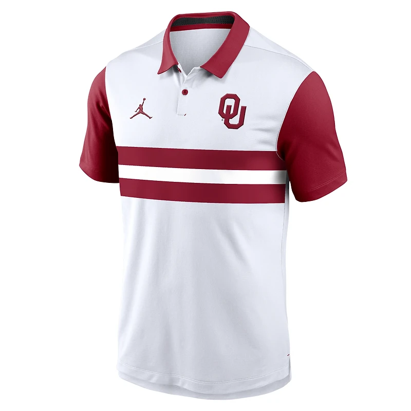 Men's Jordan Brand White/Crimson Oklahoma Sooners Primetime Campus Pattern Vapor Dri-FIT Polo