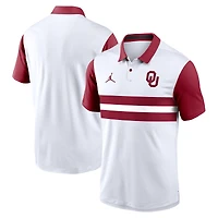Polo Jordan Brand Vapor Dri-FIT pour homme, blanc/cramoisi, motif Primetime Campus des Sooners de l'Oklahoma
