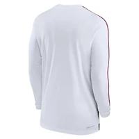 T-shirt à manches longues Jordan Brand blanc Oklahoma Sooners 2024 Sideline Coach UV Performance pour hommes
