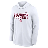 Men's Jordan Brand White Oklahoma Sooners 2025 Sideline Dri-FIT Long Sleeve Hoodie T-Shirt