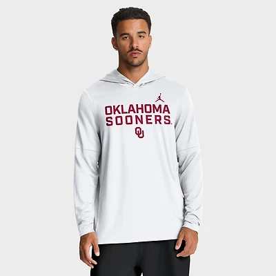Men's Jordan Brand White Oklahoma Sooners 2025 Sideline Dri-FIT Long Sleeve Hoodie T-Shirt